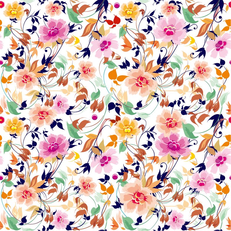 free vector Flowers Seamless Pattern Element Vector Background